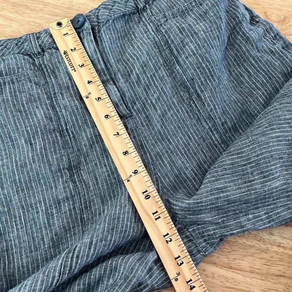 Sundance 100%‎ Linen Striped Pants Size 10 Wide Leg Gray Beachy Coastal - Picture 9 of 12